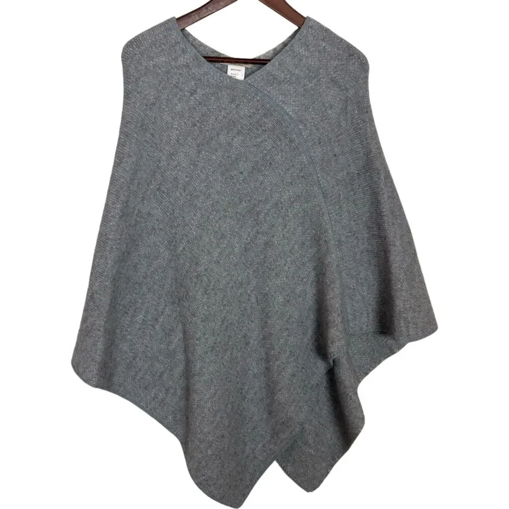 Fratelli Talli Made in Italy Wool Alpaca Firenze Blue Poncho Women's One Size